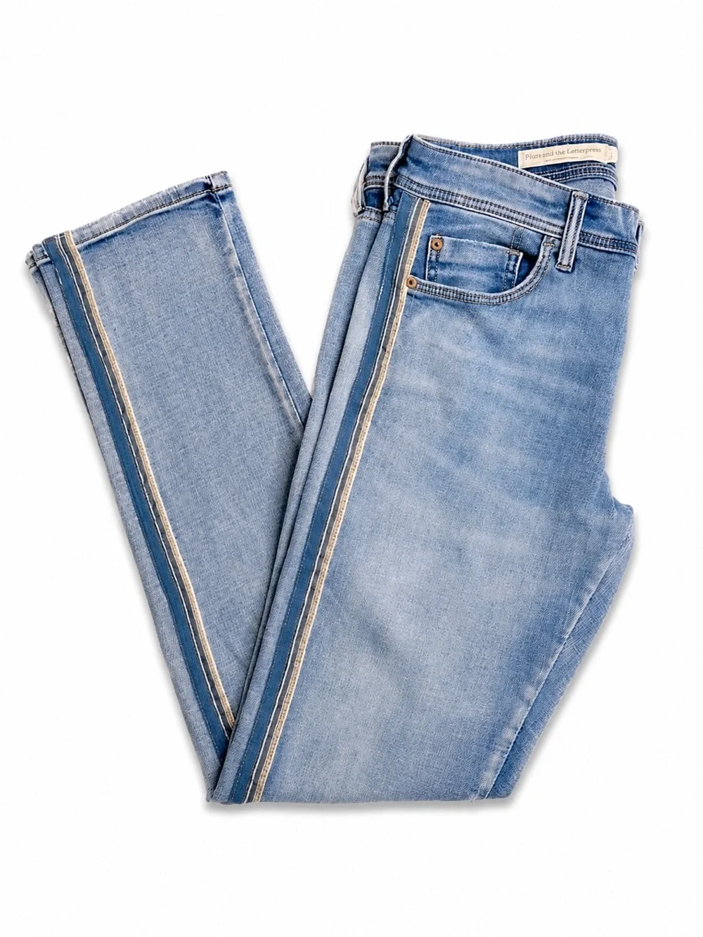 Anthropologie Pilcro Jeans Side Stripe Mid-Rise Slim Boyfriend Premium Denim 26T